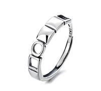 Aotiwe Anelli per partner in argento 925, regalo di incoraggiamento per fidanzata, design cavo rotondo e quadrato, regolabile, per matrimonio, partnership