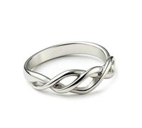 Aotiwe Anello a fascia, set di gioielli da donna in oro bianco intrecciato con simbolo dell'infinito, J 1/2, Platino 950, Nessuna pietra preziosa
