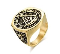 Aotiwe Anello con falange gotico, anello da donna un grande massoni in acciaio inossidabile, regalo di compleanno, Acciaio inossidabile, Nessuna pietra preziosa