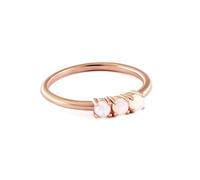 Aotiwe Anello da donna a fascia con 3 pietre preziose intarsiate, design vintage semplice, base dorata, misura 52, 54, 57, 60, 52, Metallo non prezioso, Opale