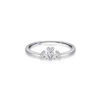 Aotiwe Anello da donna con dita medie, anello da donna in argento, semplice a goccia, tre pietre con zirconi bianchi in argento 925, 12 (16,6), argento 925, Zirconia cubica