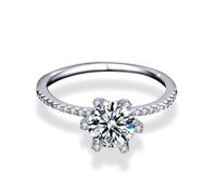 Aotiwe Anello da donna con dita piccole, anelli da donna, in oro bianco, rotondo, mezza eternità, con diamante coltivato da laboratorio bianco 1 carati, 12 (16,6), Oro bianco 18 carati (750), Diamante