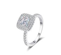 Aotiwe Anello da donna, con dito indice, quadrato in oro bianco con taglio principessa, diamante coltivato da laboratorio, 13 (16,9), Oro bianco 14 carati (585), Diamante coltivato da laboratorio