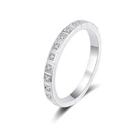 Aotiwe Anello da donna con dito medio, anello da donna in oro bianco, mezza eternità con taglio rotondo da 0,2 carati, diamante coltivato da laboratorio, 20 (19,1), Oro bianco 18 carati (750