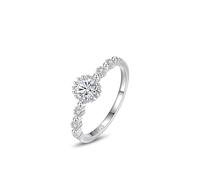 Aotiwe Anello da donna in argento 925, anello di fidanzamento da donna, in argento, grande zircone rotondo, per il compleanno, 20 (19,1), argento 925, Zirconia cubica