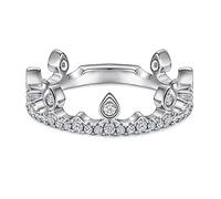 Aotiwe Anello da donna in argento 925, bel regalo da donna, raccordo di forma rotonda, in argento Sterling, per San Valentino, Argento sterling, zirconia cubica