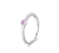 Aotiwe Anello da donna in argento 925, con piccolo zircone rosa, misura 17 (18,1), regalo anniversario di matrimonio
