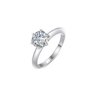 Aotiwe Anello da donna in argento 925, set di fedi nuziali, semplice solitario con sei denti, regalo per la mamma, 49 (15.6), argento 925, Zirconia cubica