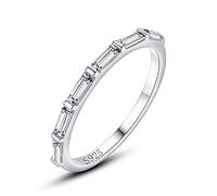 Aotiwe Anello da donna in argento Sterling 925, gioiello da donna, anello sottile in argento con zirconi quadrati, regalo romantico da donna
