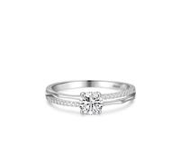 Aotiwe Anello da donna minimalista, stile vintage, con design a doppia linea con quattro denti, in argento 925, misura 17 (18,1)