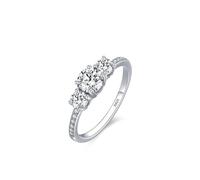 Aotiwe Anello da donna moderno, in argento, elegante pietra a tre pietre con taglio rotondo, zirconi bianchi 925, 57 (18.1), argento 925, Zirconia cubica