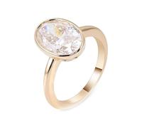 Aotiwe Anello da donna, stile vintage, classico, taglio cavo, con gocce d'acqua, solitario ovale, moissanite, oro giallo 18 carati, 60 (19.1), Oro giallo 18 carati, Moissanite