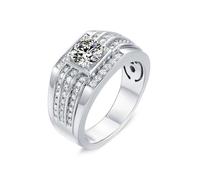 Aotiwe Anello da uomo per il pollice, dell'amicizia, design di lusso con moissanite rotonda da 1 ct, 57 (18.1), Oro bianco 14 car, Moissanite
