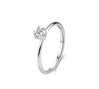 Aotiwe Anello dell'amicizia, anello da donna, in argento, semplice solitario con sei denti, argento 925, 14 (17,2), argento 925, Zirconia cubica