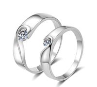 Aotiwe Anello dell'amicizia delicato in oro bianco da donna, semplice cuore d'amore, con taglio rotondo da 0,1 carati, diamante coltivato da laboratorio, 12 (16,6), Oro bianco 18 carati (750
