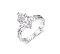 Aotiwe Anello dell'amicizia, grazioso anello marquise con moissanite, regalo da donna, L 1/2, Platino 950, Moissanite