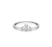 Aotiwe Anello dell'amicizia sottile, con design semplice a corona con moissanite da 0,25 carati a forma di goccia, 62 (19.7), Oro bianco 14 car, Moissanite