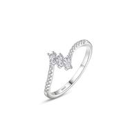 Aotiwe Anello di fidanzamento da donna, in argento 925, set da donna verticale in tre pietre con taglio rettangolare zirconi bianchi, 57 (18.1), argento 925, Zirconia cubica