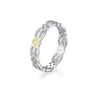 Aotiwe Anello di fidanzamento da donna, in argento, semplice, alla moda, motivo cavo, con colla gialla con taglio rotondo, giallo, zirconi gialli, argento 925, 20 (19,1), argento 925, Zirconia cubica