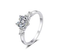Aotiwe Anello di fidanzamento, da donna, sottile, in oro bianco, con diamanti coltivati da laboratorio da 1 carato, 21 (19,4), Oro bianco 14 carati (585), Diamante coltivato da laboratorio