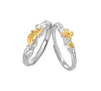 Aotiwe Anello di fidanzamento in argento da uomo, anelli in argento 925, set di foglie e fiori, coppia regalo di nozze, Einstellbar, argento 925, Senza Gemstone