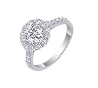 Aotiwe Anello di promessa, anello semplice con moissanite a taglio rotondo da 1 ct, in argento e oro bianco/platino, I 1/2, Platino, Moissanite
