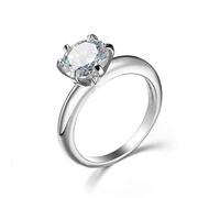Aotiwe Anello gotico da donna, gioielli orientali da donna con zirconi incastonati con sei artigli semplici in oro bianco placcato, base placcata oro bianco, Zirconie sintetico