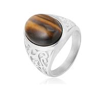 Aotiwe Anello gotico per nocche, gioiello totem celtico fiore agnello taglio ovale argento acciaio inox, P 1/2, Acciaio inossidabile, Non pietra preziosa