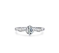 Aotiwe Anello in argento, da donna, semplice tristezza con taglio rotondo, con zirconi bianchi, in argento 925, regalo di anniversario, 14 (17,2), Argento, Zirconia cubica