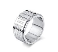 Aotiwe Anello indice da uomo, anello dell'amicizia, migliore amica, mantra della grande compassione, ansia, anello in acciaio inox, Acciaio inossidabile, Non pietra preziosa