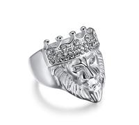 Aotiwe Anello per anniversario, anello da donna con il re leone dal design classico per la nascita, Acciaio inossidabile, Non pietra preziosa