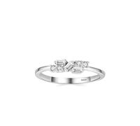 Aotiwe Anello per matrimonio, in argento, set di anelli geometrici irregolari con taglio rettangolare, zirconi bianchi 925 argento, 14 (17,2), argento 925, Zirconia cubica