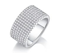 Aotiwe Anello per nocche, stile vintage, 9 mm di larghezza, pieno di moissanite, argento, oro bianco/platino, P 1/2, Platino, Moissanite