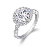 Aotiwe Anillo de Promesa para Mujer Anello sottile con moissanite rotonda 3ct argento oro bianco/platino, O 1/2, Platino, Moissanite