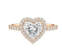 Aotiwe Anillos para Mujer de Compromiso, anello carino cuore con moissanite oro bianco regali di San Valentino, L 1/2, Oro rosa 9 carati, Moissanite