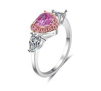 Aotiwe Bellissimi anelli, gioielli per migliori amiche da donna, anello a forma di cuore con zirconi, argento, per San Valentino