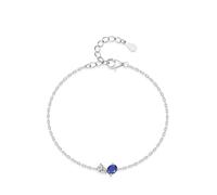 Aotiwe Bracciale a catena per donne, bracciali semplici da 1,5 ct ovale da laboratorio zaffiro e moissanite a goccia d'acqua da 1 ct, 16+5CM, Platino, Zaffiro da laboratorio