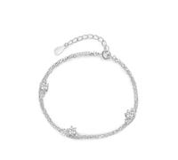 Aotiwe Bracciale da donna, a doppio strato, con moissanite, per il compleanno, 17+5CM, Oro bianco 18 carati, Moissanite