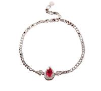Aotiwe Bracciale da donna amore bracciale donna donna goccia da 1,2 ct in laboratorio rubino e moissanite oro bianco, Oro bianco 14 car, Rubino prodotto in laboratorio