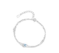 Aotiwe Bracciale da donna, amore, mamma, figlia, doppio strato, con topazio e moissanite, 18+5CM, Oro bianco 9 K, Topazio