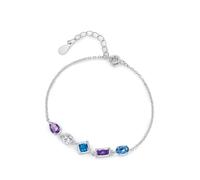 Aotiwe Bracciale da donna, con ametista e topazio, idea regalo per la migliore amica, 19+3CM, Oro bianco 9 K, Ametista