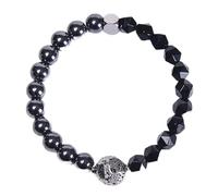 Aotiwe Bracciale da uomo, 1 braccialetto dell'amicizia da 8 mm, irregolare, bicolore con pietre naturali e perline in acciaio inox, 21.5cmx8mm, Acciaio inossidabile, Onice