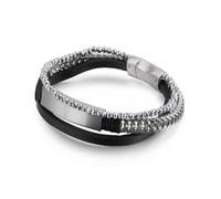 Aotiwe Bracciale da uomo, bracciali in pelle tessitura in acciaio regalo anniversario, 21 cm, Pelle, Senza Gemstone