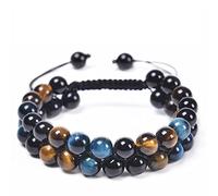 Aotiwe Bracciale da uomo, catena da uomo, alla moda, regolabile, a 2 strati, in cristallo, regalo da uomo, 29.9cmx8mm, Cristallo, zirconia cubica Occhio della tigre Zirconia cubica