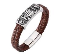 Aotiwe Bracciale da uomo in pelle, bracciale da uomo intrecciato, corda da barca a vela, in acciaio, regalo migliore amico, 20.5CM, Pelle, Senza Gemstone