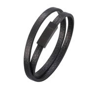Aotiwe Bracciale da uomo in pelle larga, bracciale da uomo set doppio strato in acciaio regalo anniversario, 16.5CM, Pelle, Senza Gemstone