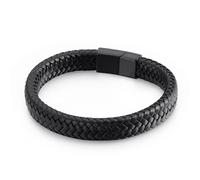 Aotiwe Bracciale da uomo, largo, da uomo, in pelle, con chiusura magnetica in acciaio, 22CM, Pelle, Senza Gemstone