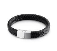 Aotiwe Bracciale da uomo, largo, da uomo, in pelle, con chiusura magnetica in acciaio, 22CM, Pelle, Senza Gemstone