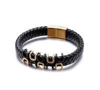 Aotiwe Bracciale da uomo XXL, braccialetto sottile da uomo in pelle tessitura in acciaio regalo di nozze, 21.5CM, Pelle, Senza Gemstone
