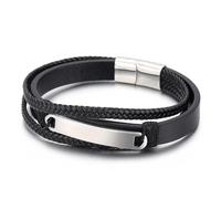 Aotiwe Bracciale delicato da uomo in pelle vintage a 3 strati in acciaio regalo migliore amico, 22CM, Pelle, Senza Gemstone